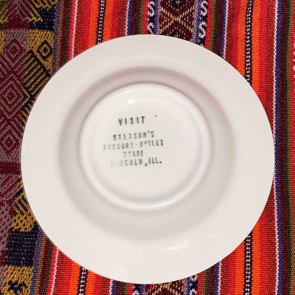 🚬50’s Vintage Abraham Lincoln Ashtray 5.25” Porcelain Souvenir Stetson’s F. O. - Picture 8 of 11